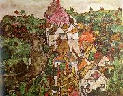 Landscape at Krumau, Egon Schiele